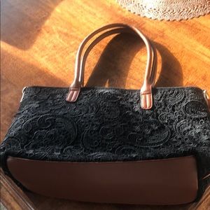Lacy black & brown tote. Never used!!!